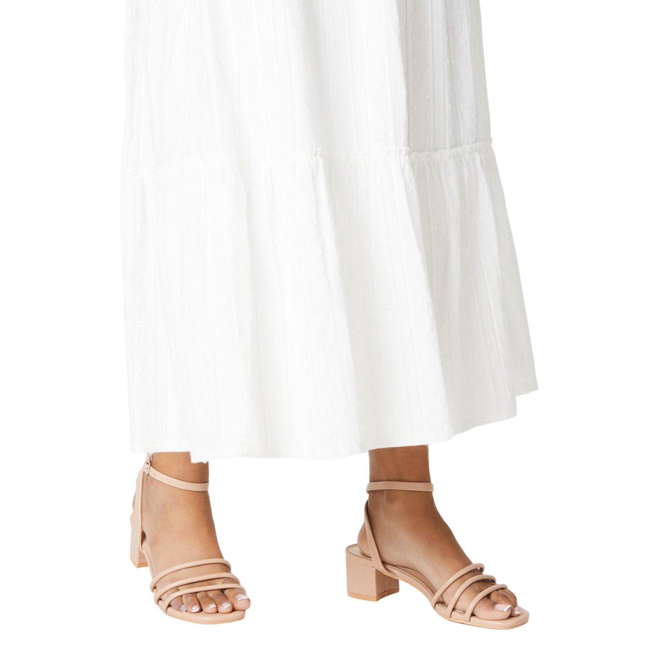 Nude - Side - Dorothy Perkins Womens-Ladies Selma Spaghetti Strap Medium Block Heel Sandals