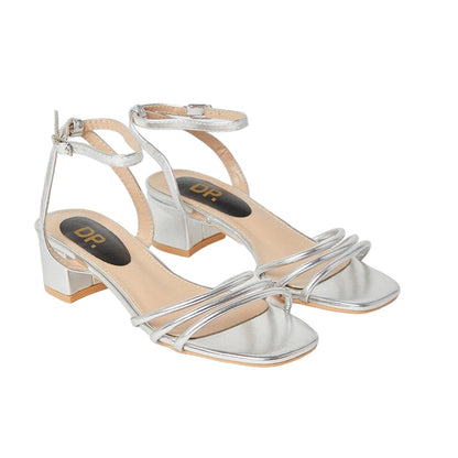 Silver - Front - Dorothy Perkins Womens-Ladies Selma Spaghetti Strap Medium Block Heel Sandals