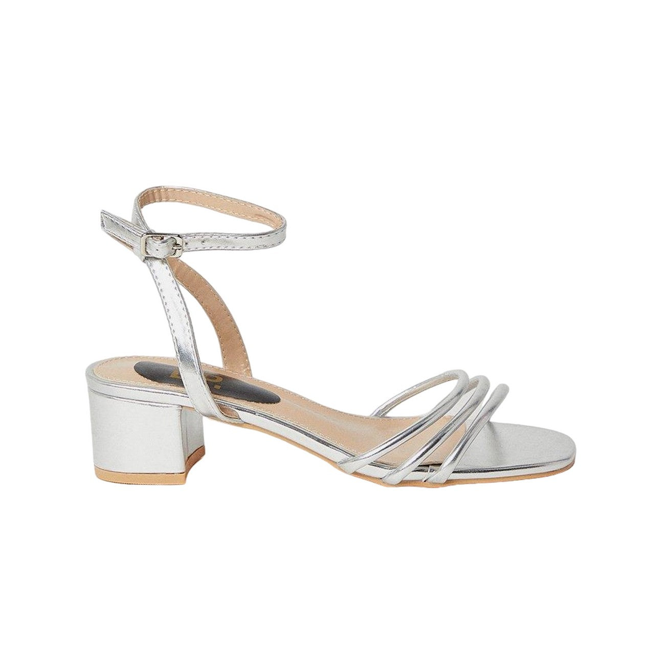 Silver - Back - Dorothy Perkins Womens-Ladies Selma Spaghetti Strap Medium Block Heel Sandals