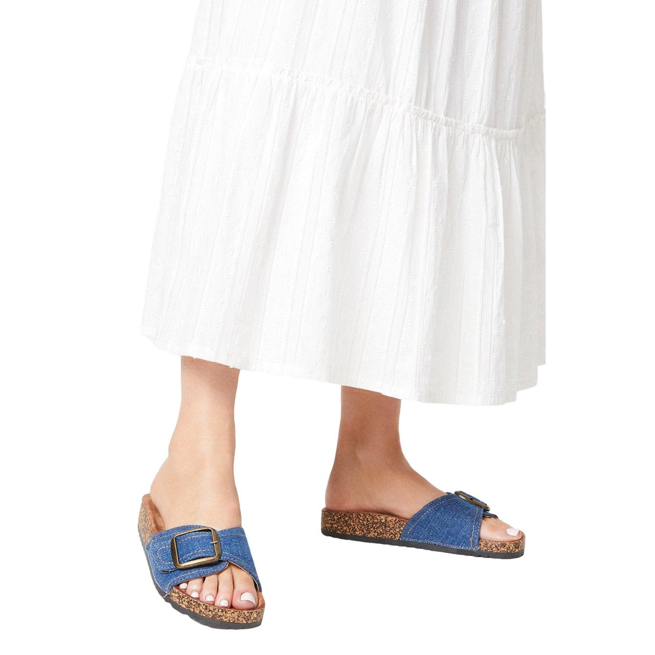 Denim - Side - Dorothy Perkins Womens-Ladies Millie Buckle Detail Sandals