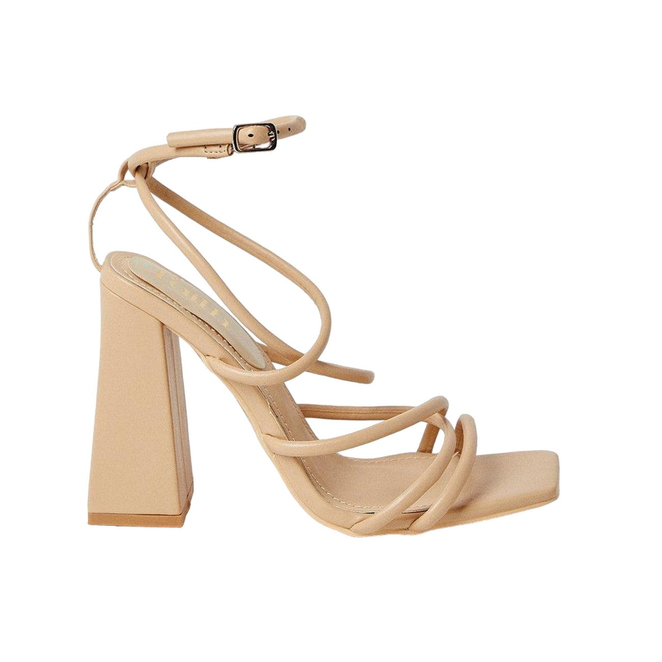 Nude - Back - Faith Womens-Ladies Carla Strappy High Block Heel Sandals