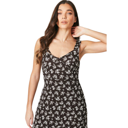 Monochrome - Side - Dorothy Perkins Womens-Ladies Floral Petite Sleeveless Midi Dress