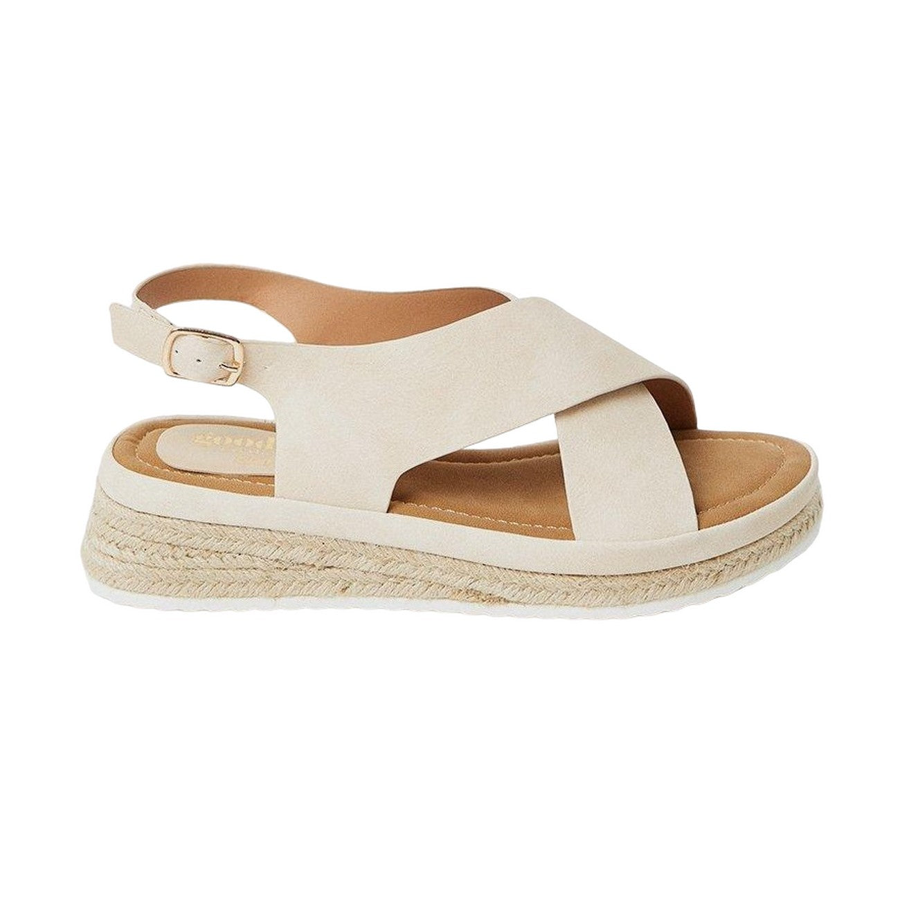 Beige - Back - Good For The Sole Womens-Ladies Maxine Crossover Low Wedge Sandals