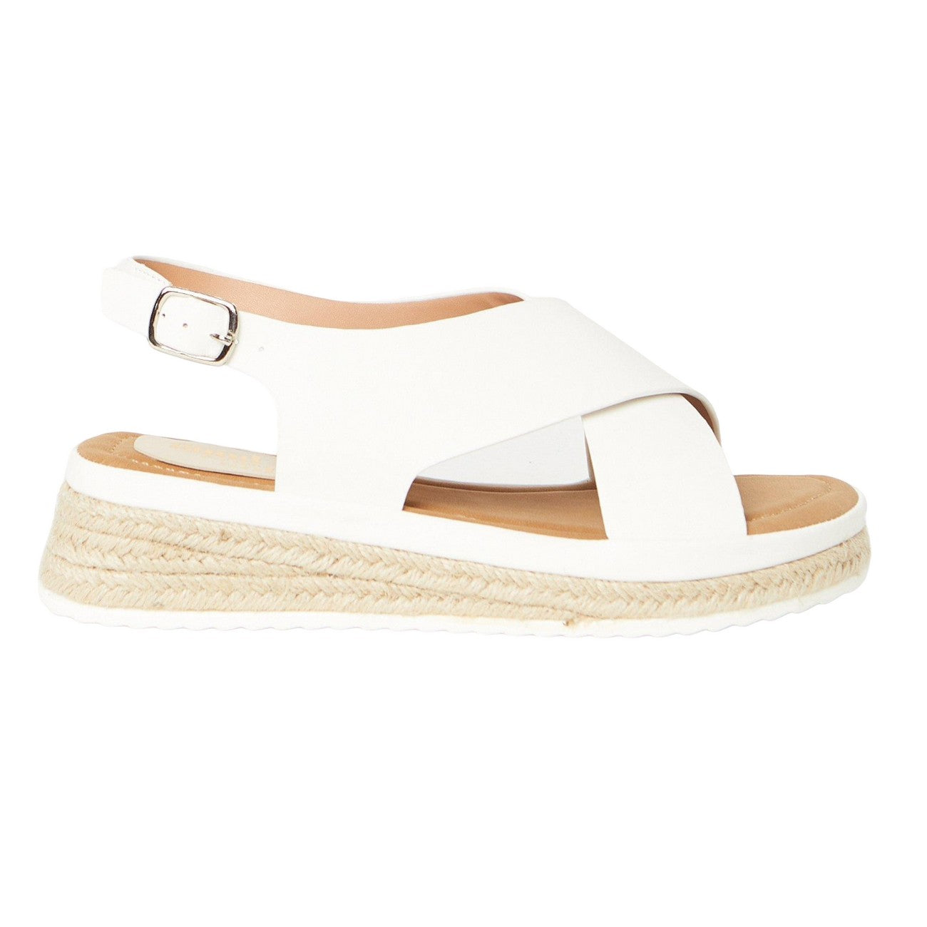 White - Back - Good For The Sole Womens-Ladies Maxine Crossover Low Wedge Sandals