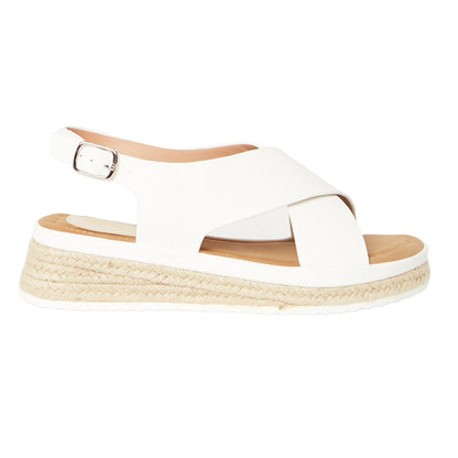 White - Back - Good For The Sole Womens-Ladies Maxine Crossover Low Wedge Sandals