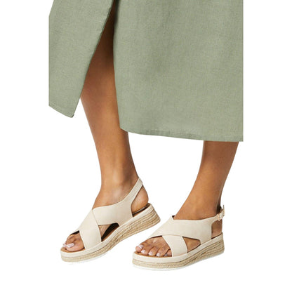 Beige - Side - Good For The Sole Womens-Ladies Maxine Crossover Low Wedge Sandals