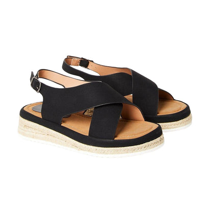 Black - Front - Good For The Sole Womens-Ladies Maxine Crossover Low Wedge Sandals