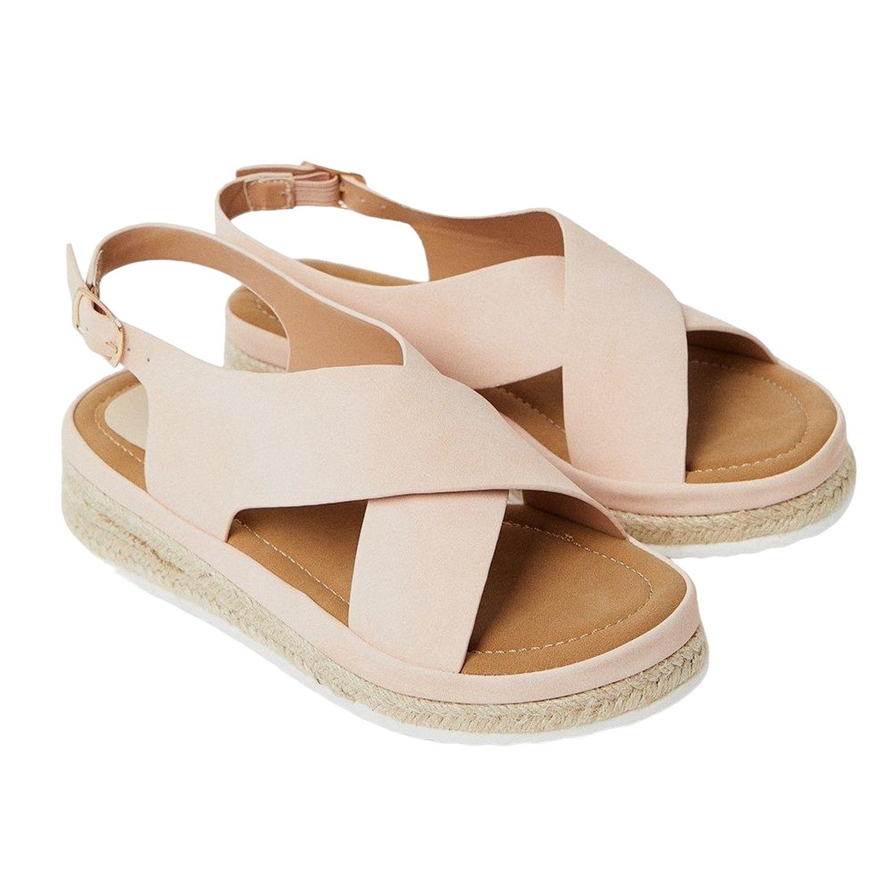 Blush - Front - Good For The Sole Womens-Ladies Maxine Crossover Low Wedge Sandals
