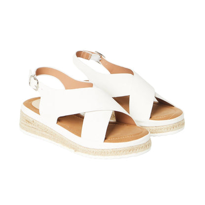 White - Front - Good For The Sole Womens-Ladies Maxine Crossover Low Wedge Sandals