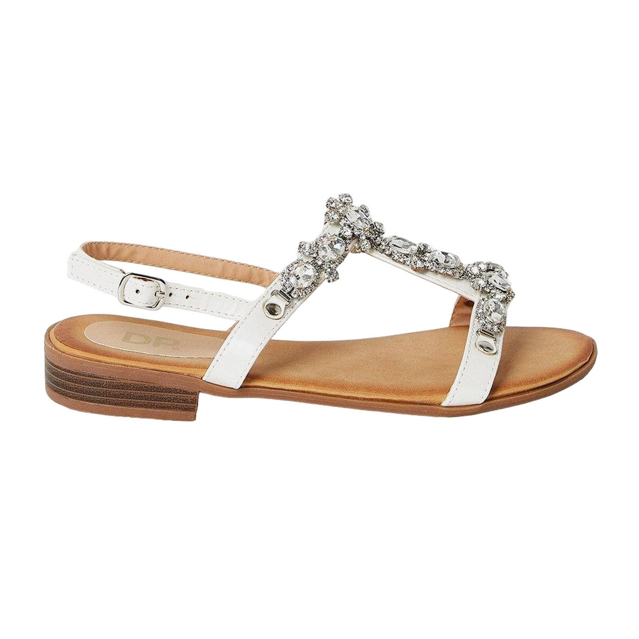 White - Back - Dorothy Perkins Womens-Ladies Fifi Jewel Flat Sandals