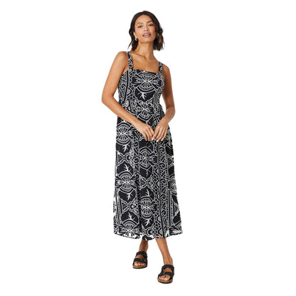 Black - Front - Dorothy Perkins Womens-Ladies Cutwork Square Neck Midi Dress