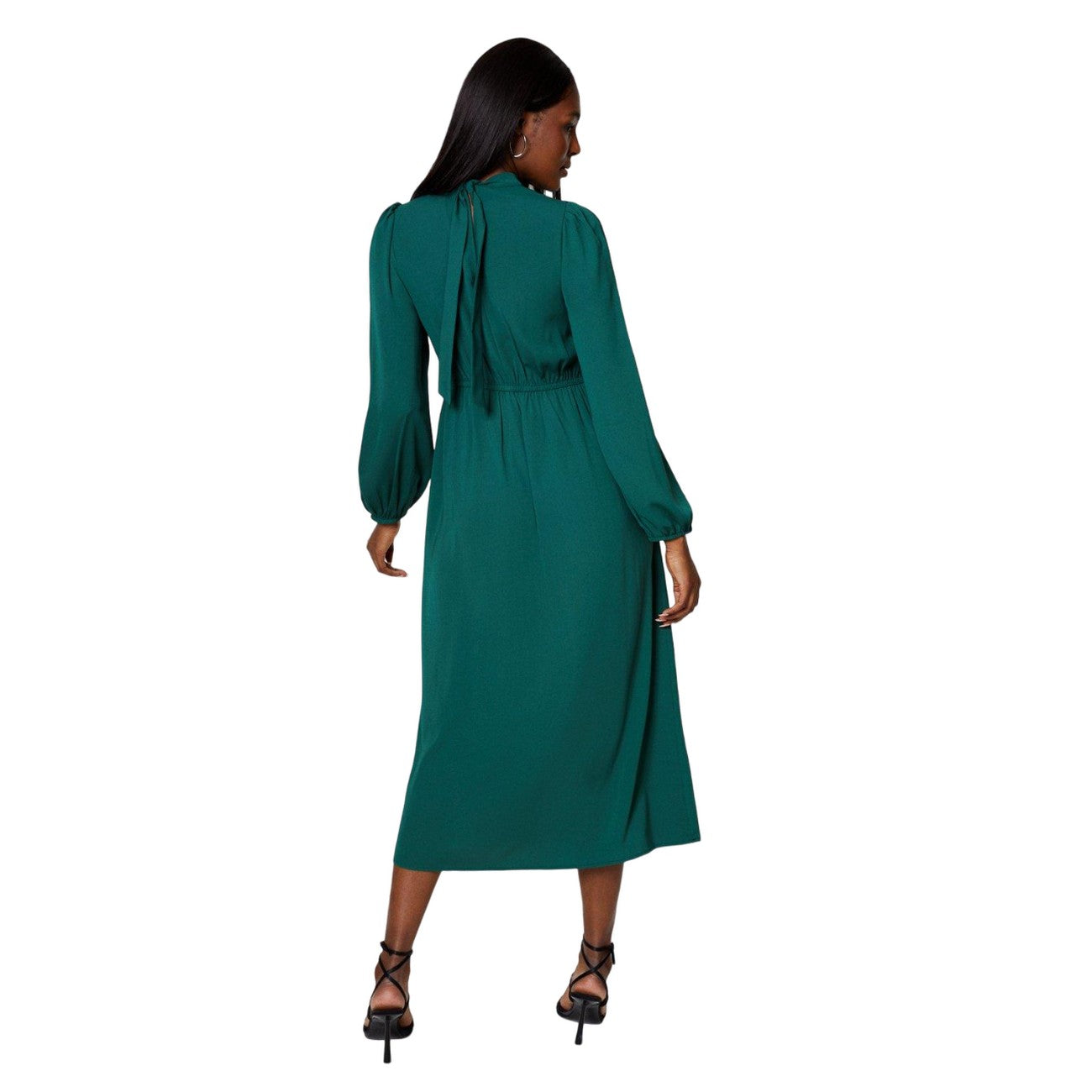 Bottle Green - Back - Dorothy Perkins Womens-Ladies Keyhole Midi Dress