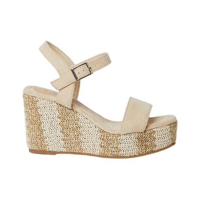 Beige - Back - Dorothy Perkins Womens-Ladies Roberta Covered Wedge Wedge Sandals