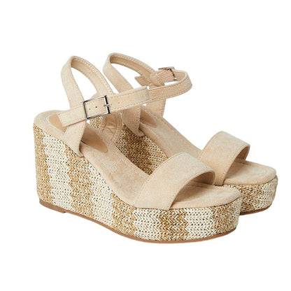 Beige - Front - Dorothy Perkins Womens-Ladies Roberta Covered Wedge Wedge Sandals