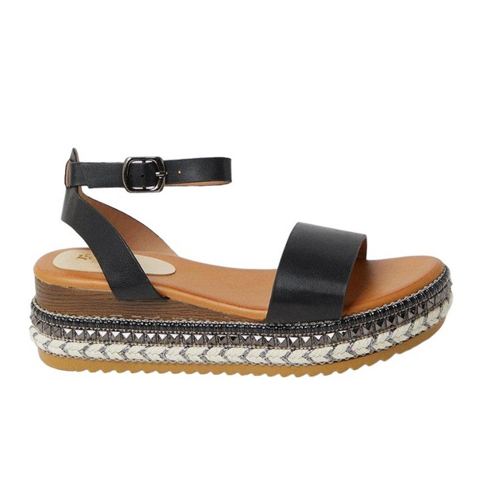 Black - Back - Good For The Sole Womens-Ladies Melli Embellished Platform Sandals