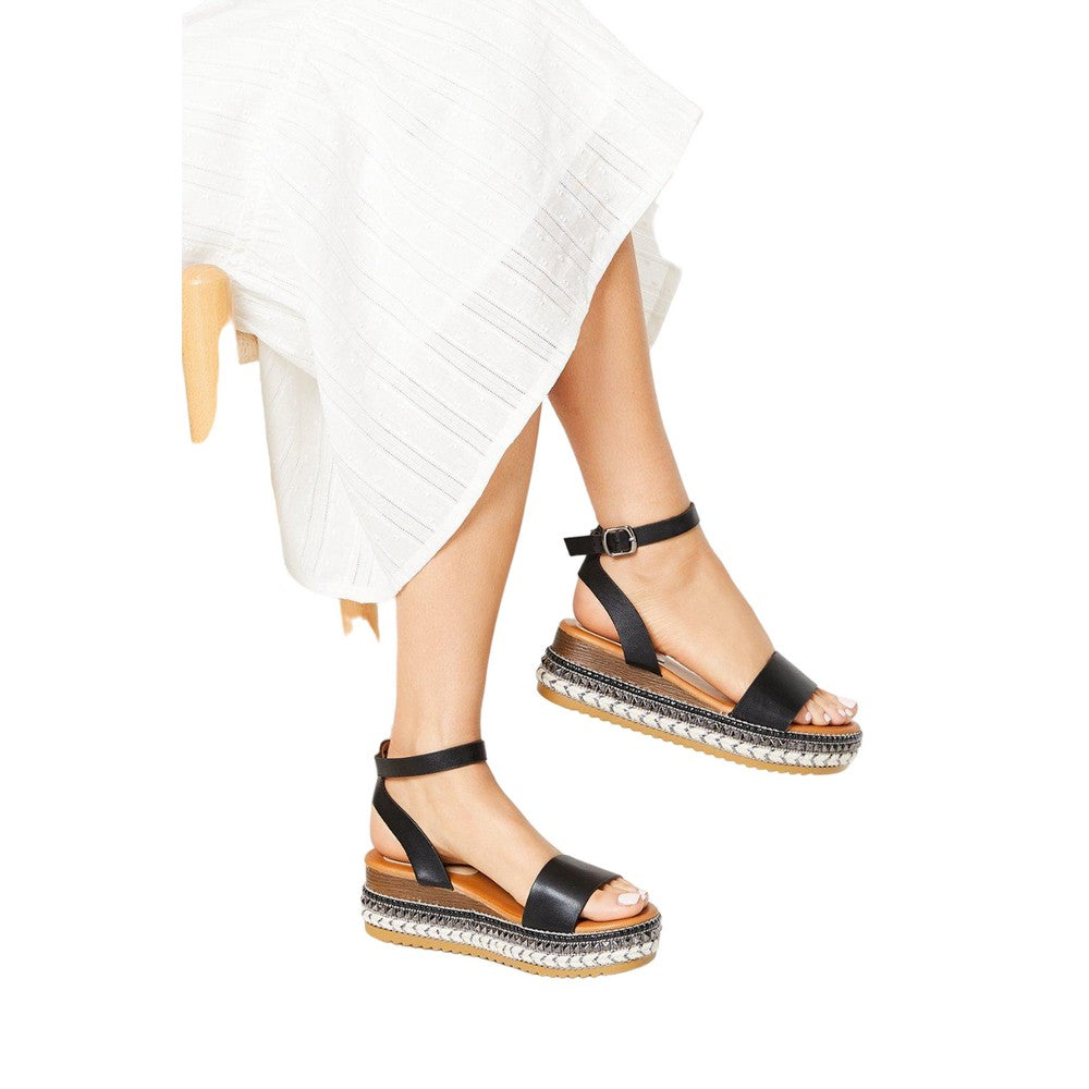 Black - Side - Good For The Sole Womens-Ladies Melli Embellished Platform Sandals