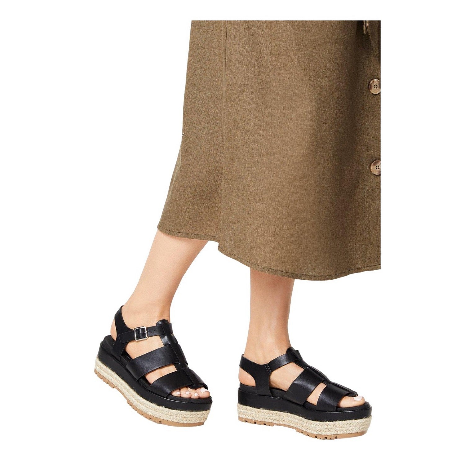 Black - Side - Faith Womens-Ladies Harper Chunky Flatform Sandals