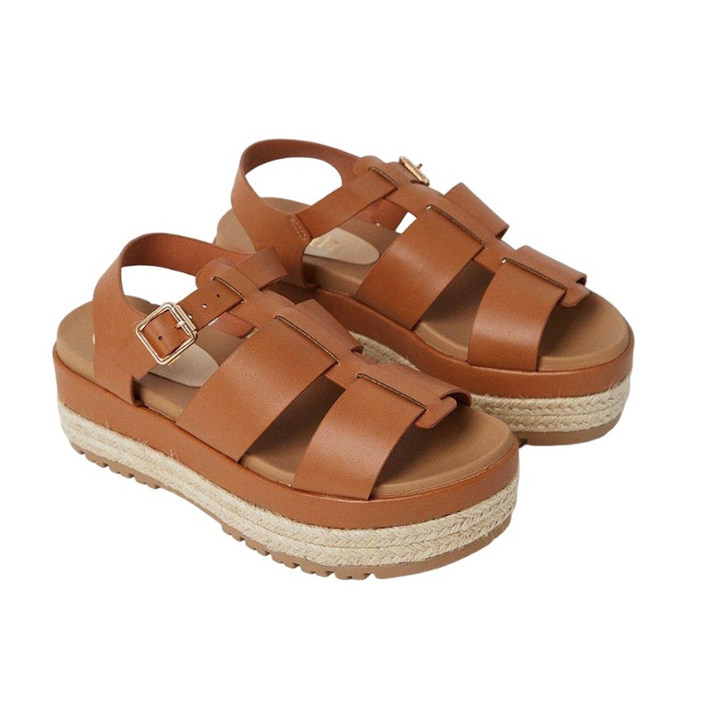 Tan - Front - Faith Womens-Ladies Harper Chunky Flatform Sandals
