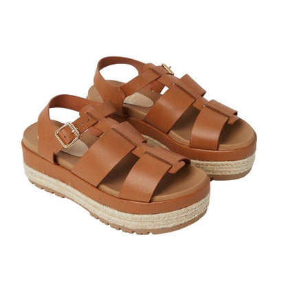 Tan - Front - Faith Womens-Ladies Harper Chunky Flatform Sandals
