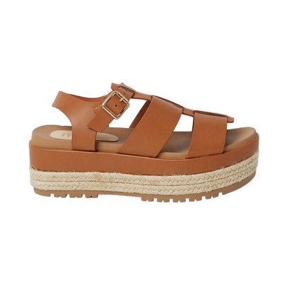 Tan - Back - Faith Womens-Ladies Harper Chunky Flatform Sandals