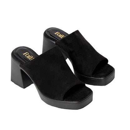 Natural Black - Front - Faith Womens-Ladies Colleen Platform High Heel Mule Sandals