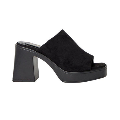 Natural Black - Back - Faith Womens-Ladies Colleen Platform High Heel Mule Sandals