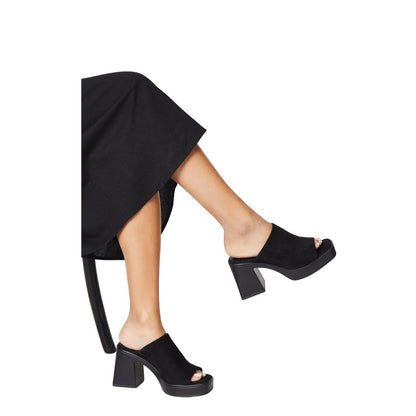 Natural Black - Side - Faith Womens-Ladies Colleen Platform High Heel Mule Sandals