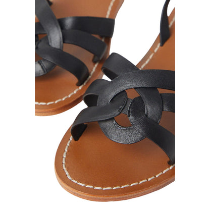 Black - Side - Dorothy Perkins Womens-Ladies Jaleesa Woven Leather Flat Heel Wide Sandals