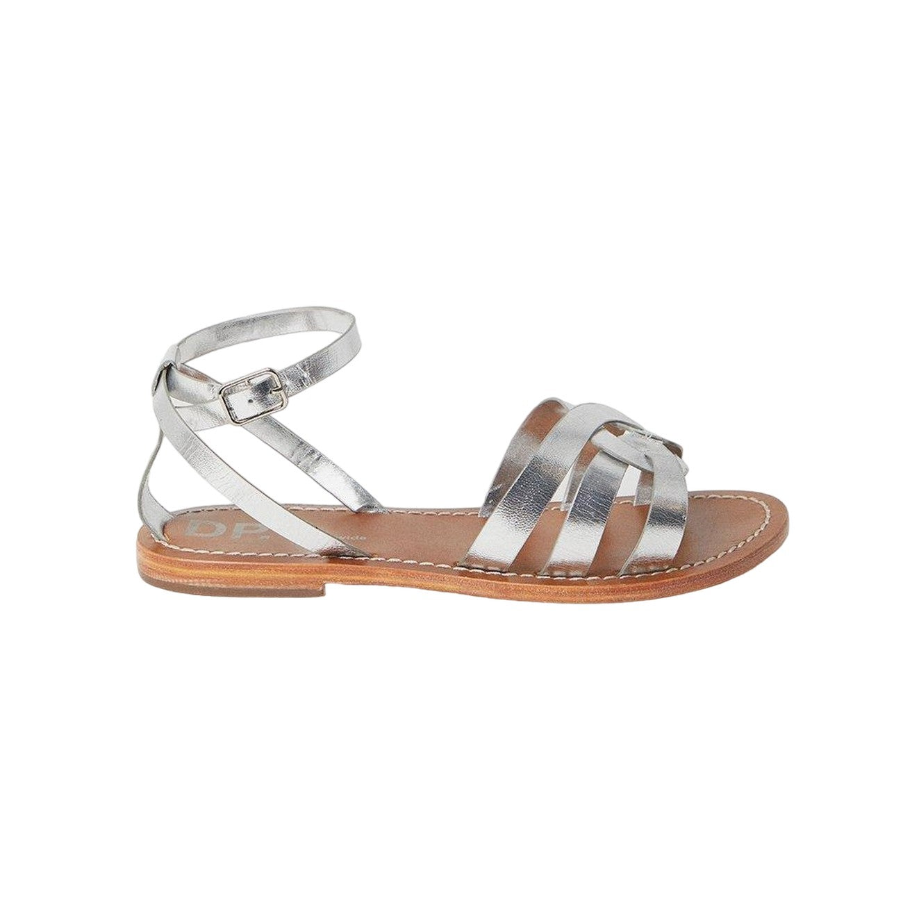 Silver - Back - Dorothy Perkins Womens-Ladies Jaleesa Woven Leather Flat Heel Wide Sandals