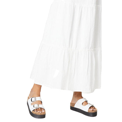 White - Lifestyle - Faith Womens-Ladies Hannah Double Buckle Wedge Sandals