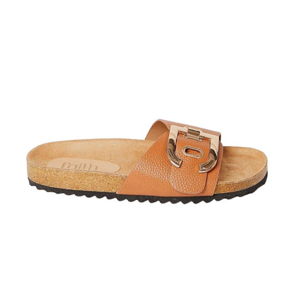 Camel - Back - Faith Womens-Ladies Hattie Buckle Detail Sliders