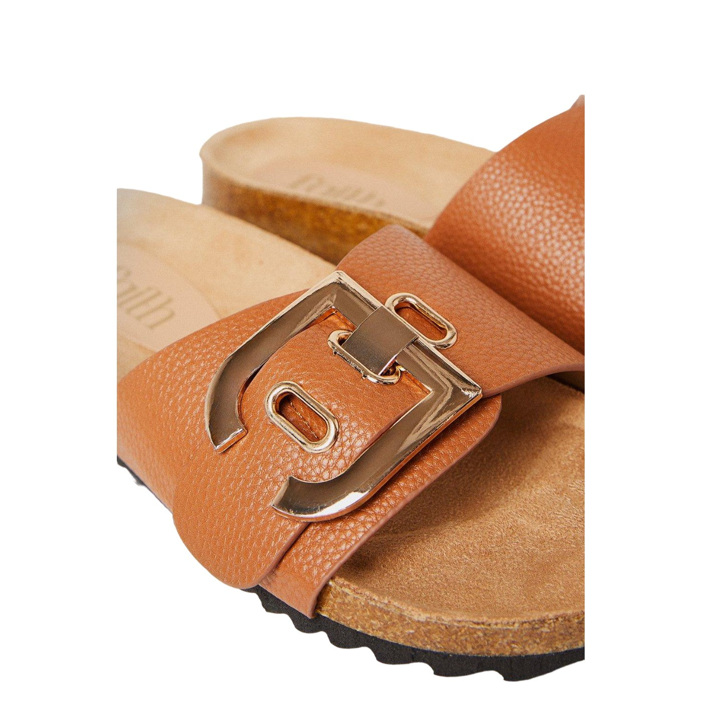 Camel - Side - Faith Womens-Ladies Hattie Buckle Detail Sliders
