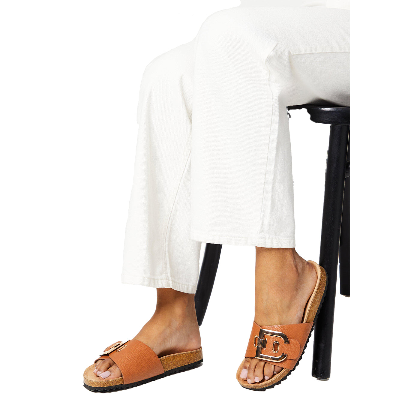 Camel - Lifestyle - Faith Womens-Ladies Hattie Buckle Detail Sliders