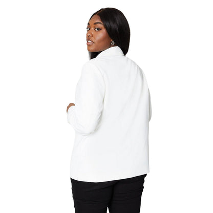 Ivory - Back - Dorothy Perkins Womens-Ladies Double-Breasted Curved Blazer