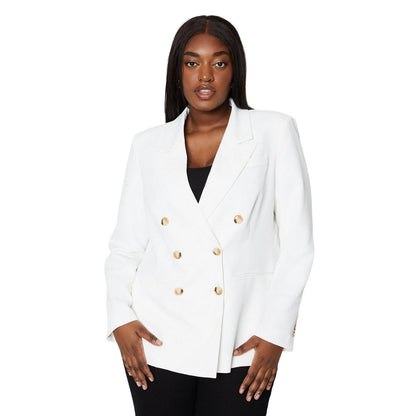 Ivory - Front - Dorothy Perkins Womens-Ladies Double-Breasted Curved Blazer