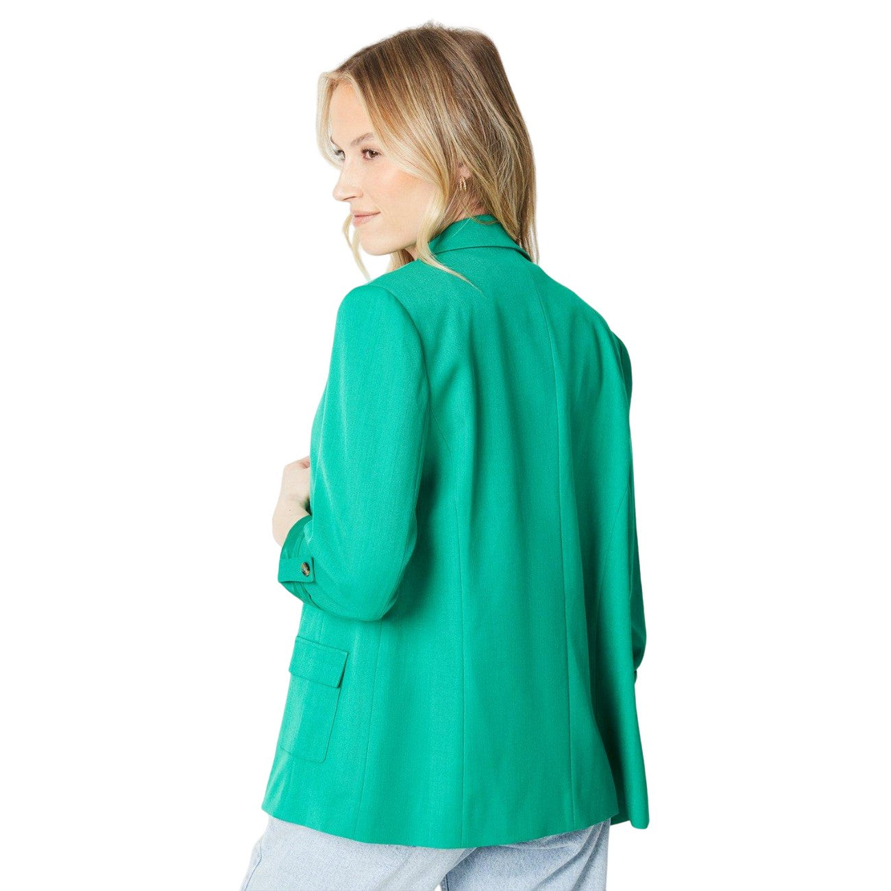 Green - Back - Dorothy Perkins Womens-Ladies Pocket Detail Longline Blazer