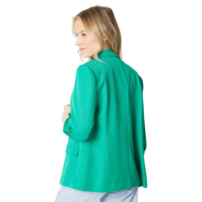 Green - Back - Dorothy Perkins Womens-Ladies Pocket Detail Longline Blazer