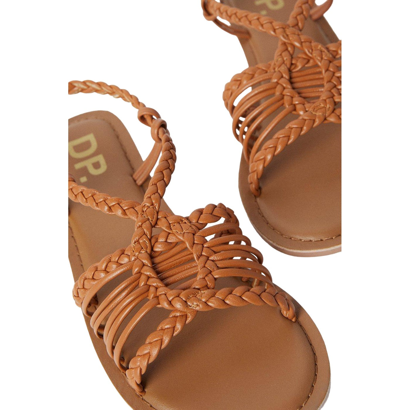 Tan - Side - Dorothy Perkins Womens-Ladies Josie Lattice Leather Sandals
