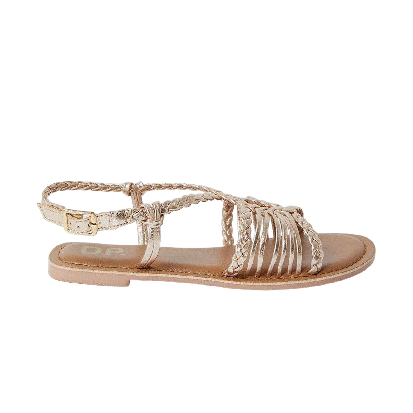 Gold - Back - Dorothy Perkins Womens-Ladies Josie Lattice Leather Sandals