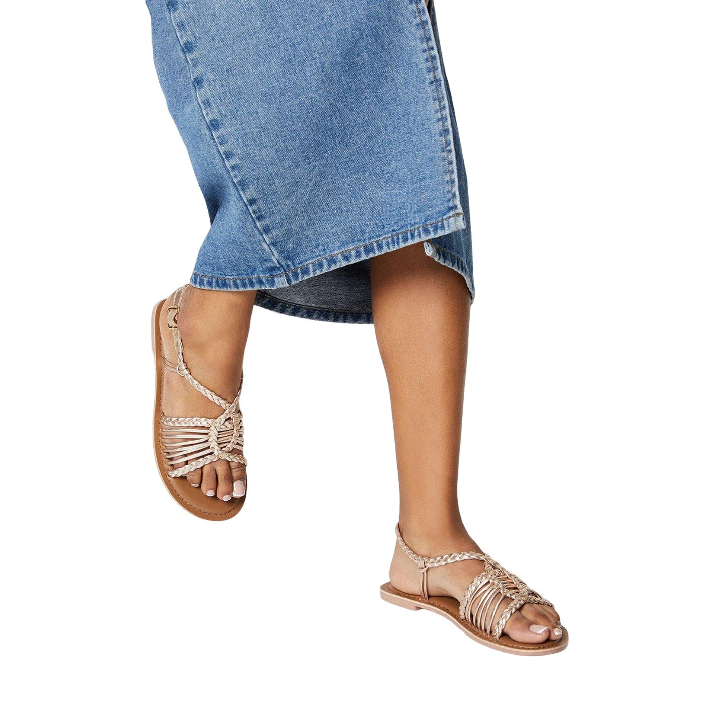 Gold - Lifestyle - Dorothy Perkins Womens-Ladies Josie Lattice Leather Sandals