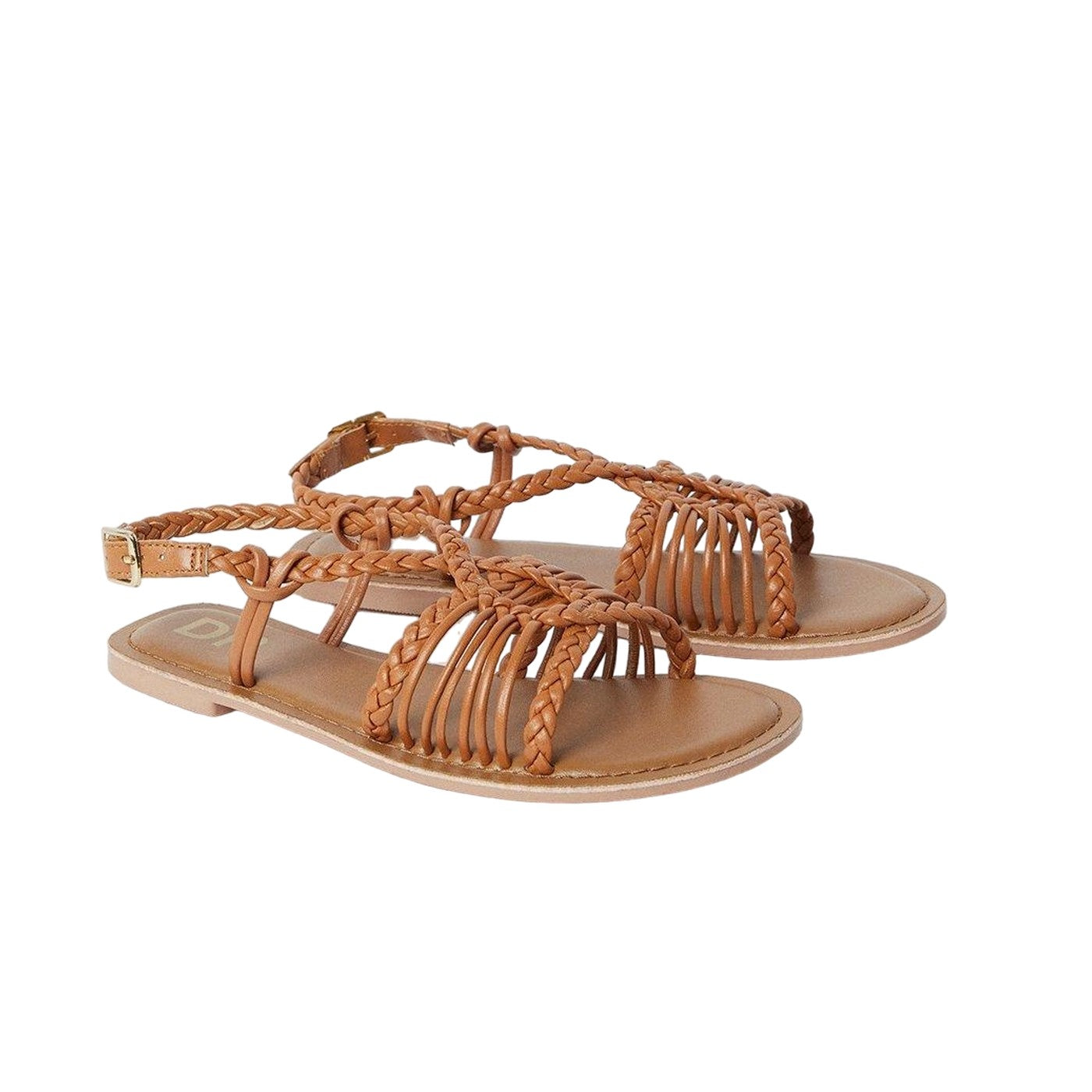 Tan - Front - Dorothy Perkins Womens-Ladies Josie Lattice Leather Sandals