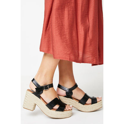 Black - Front - Dorothy Perkins Womens-Ladies Soleil Covered Block Heel Sandals