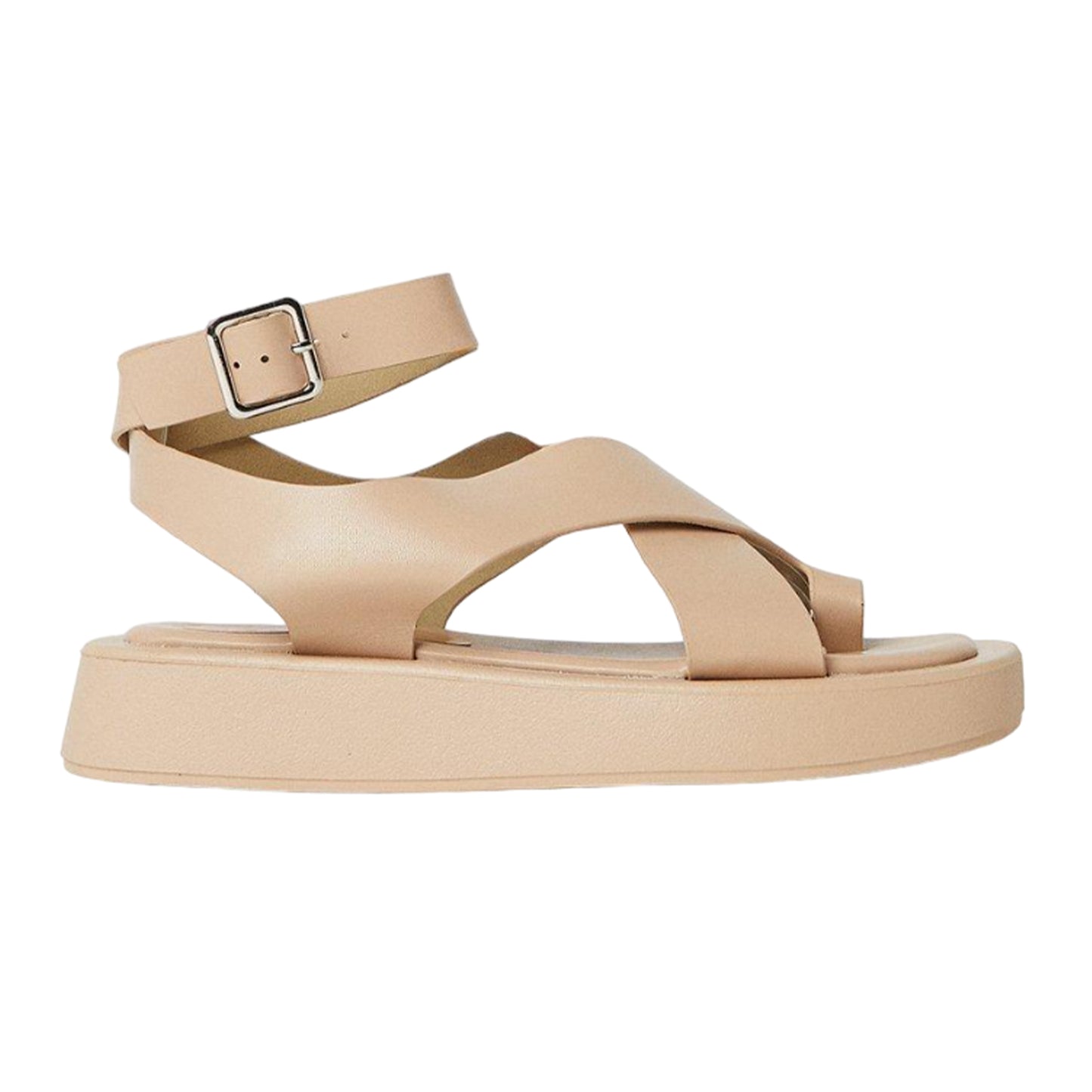 Beige - Back - Faith Womens-Ladies Mickey Crossover Strap Wedge