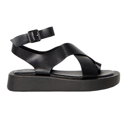 Black - Back - Faith Womens-Ladies Mickey Crossover Strap Wedge