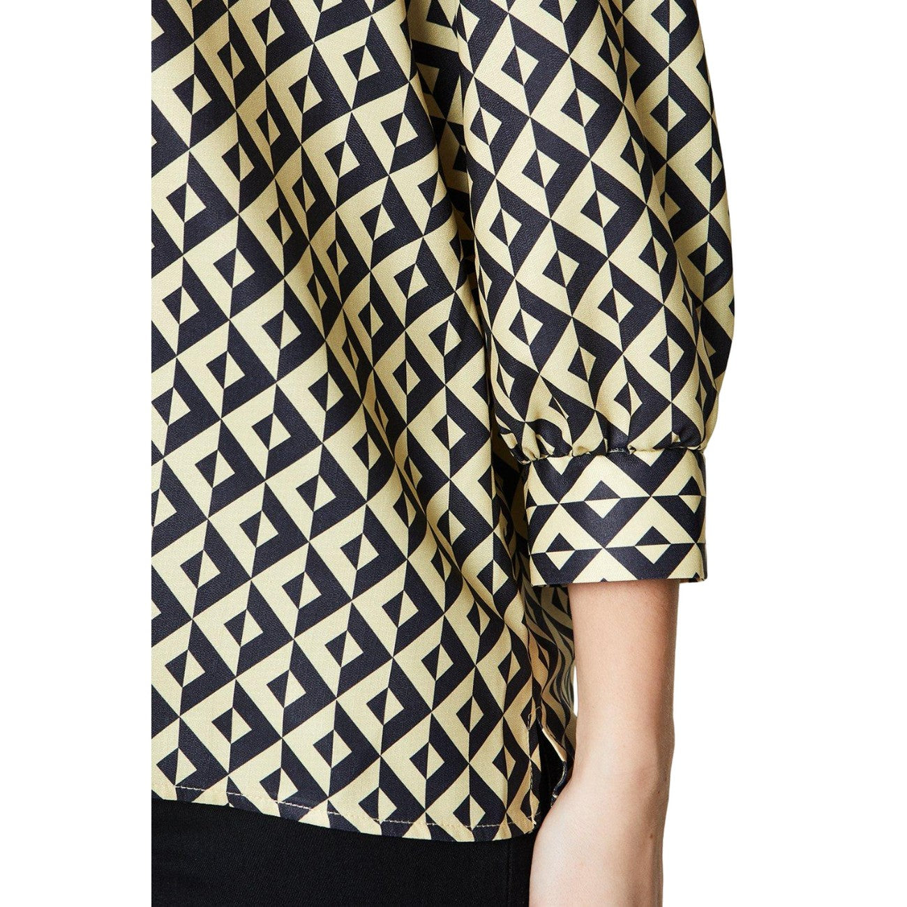 Black-Beige - Side - Dorothy Perkins Womens-Ladies Geometric Overhead Blouse