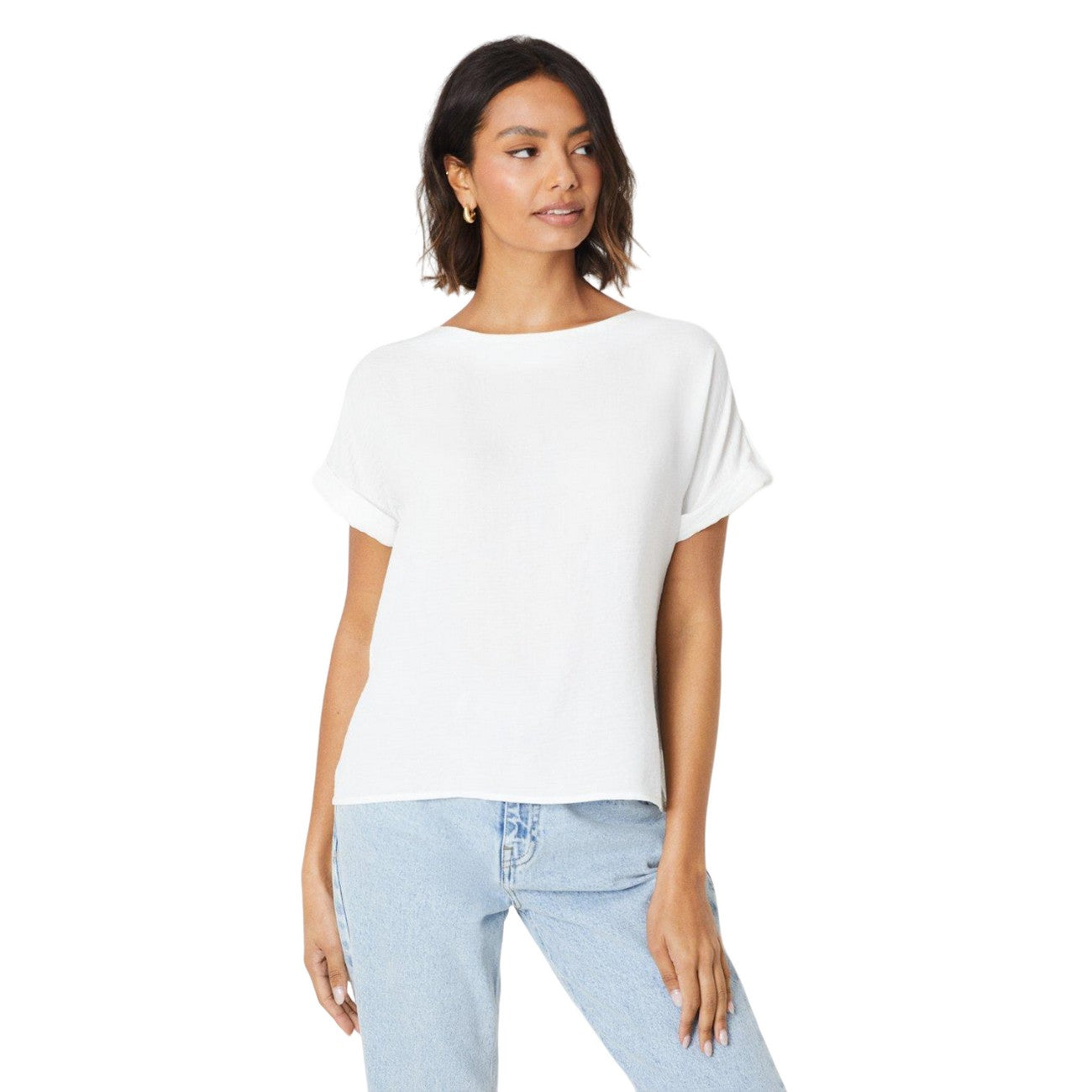 Ivory - Front - Dorothy Perkins Womens-Ladies Roll Sleeve Blouse