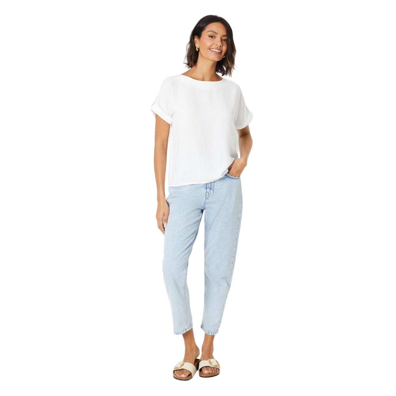 Ivory - Side - Dorothy Perkins Womens-Ladies Roll Sleeve Blouse