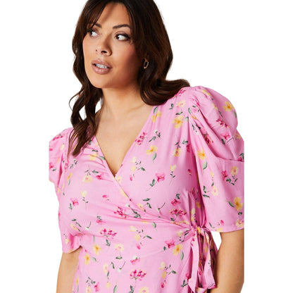 Pink - Lifestyle - Dorothy Perkins Womens-Ladies Ditsy Print Wrap Plus Midi Dress