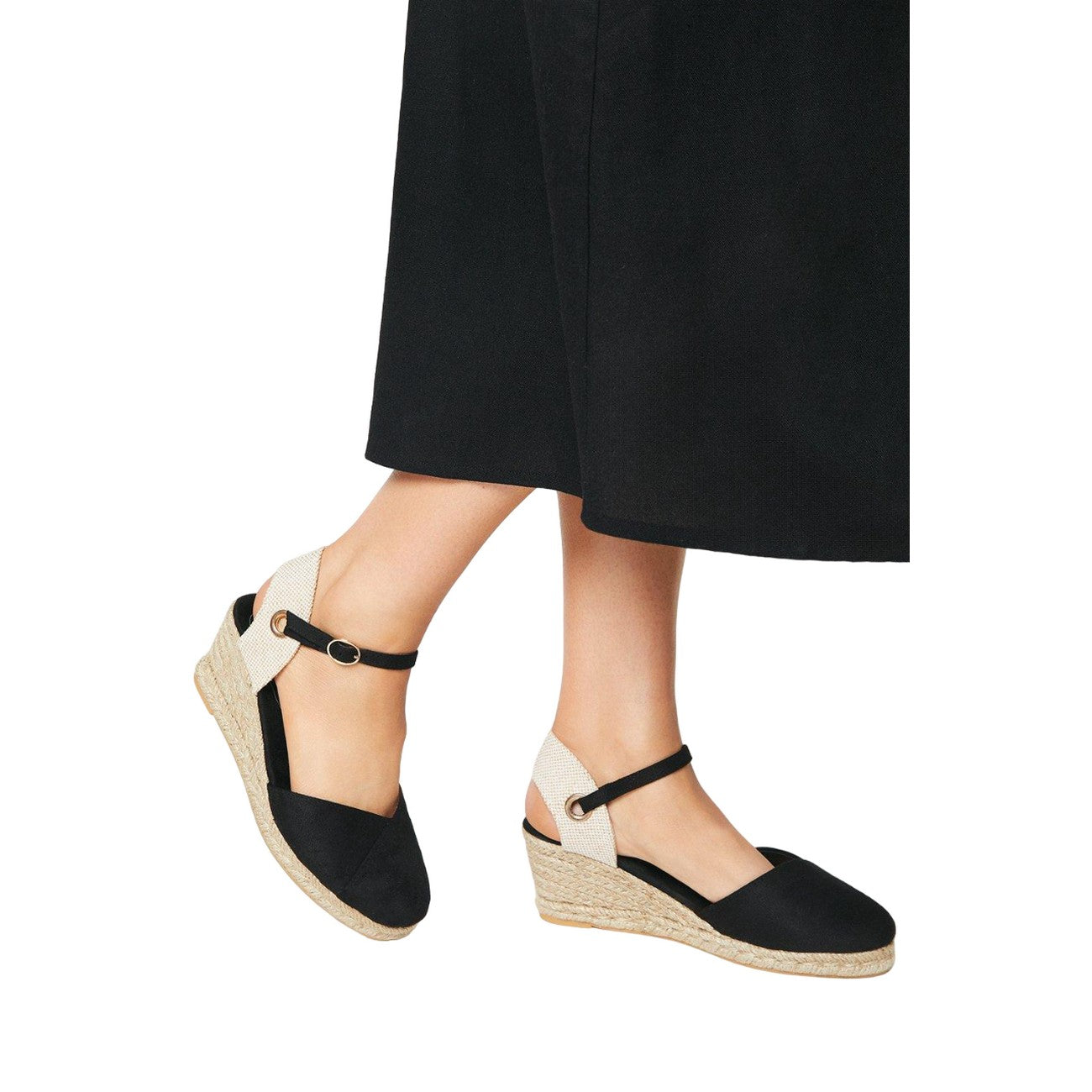 Black - Side - Dorothy Perkins Womens-Ladies Rory Closed Toe Wedge Espadrilles