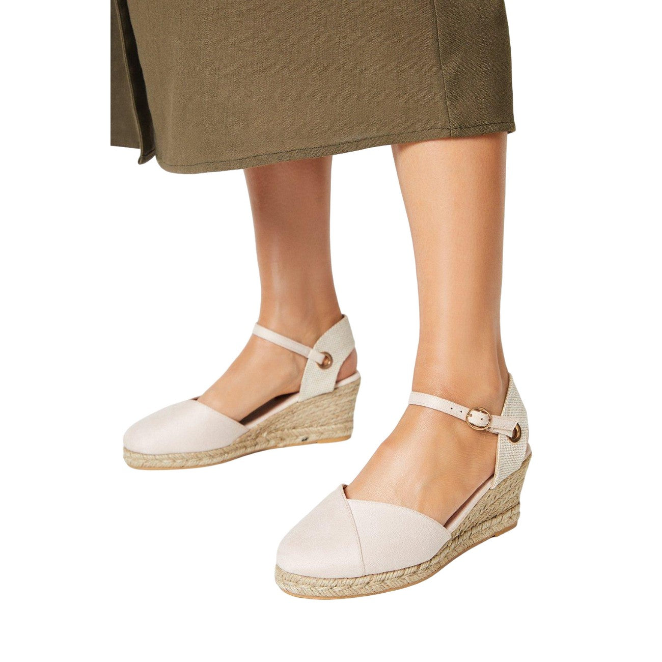 Blush - Side - Dorothy Perkins Womens-Ladies Rory Closed Toe Wedge Espadrilles